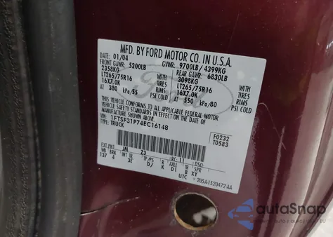 2004 Ford F-350 Xl/Xlt from USA, damaged, VIN 1FTSF31P74EC16148